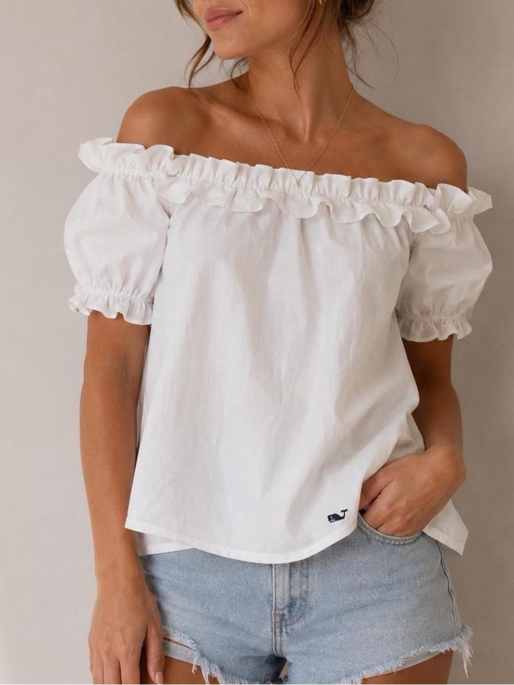 Vineyard Vines x Target NWT White Off Shoulder Ruffle Top XS